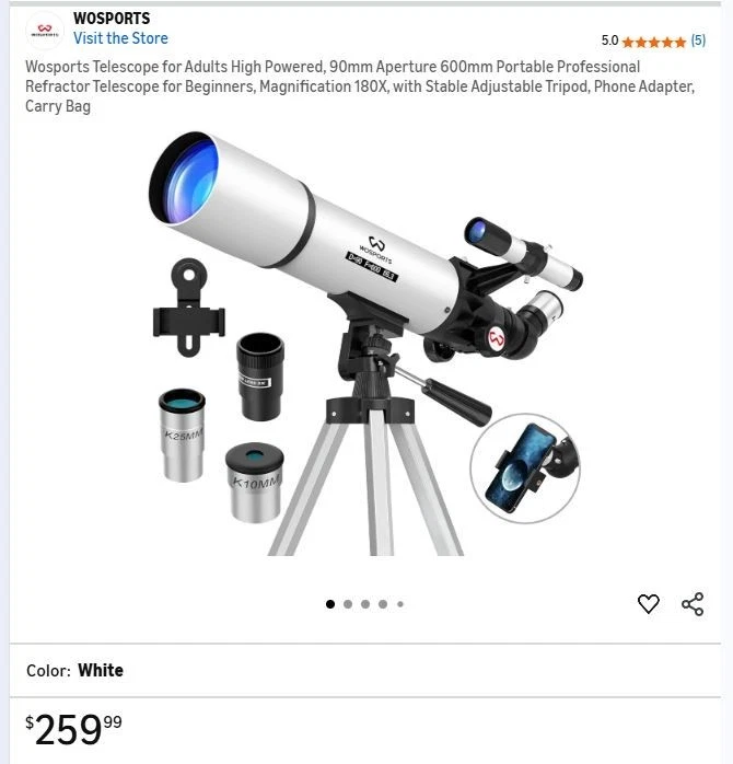 180x Refactor 望远镜,高功率 90 毫米光圈 600 毫米,带三脚架保护壳手机 — 第 2/4 张图片