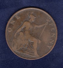 1902 King Edward VII British One Penny 1d – Britannia – Pre-Decimal Coin
