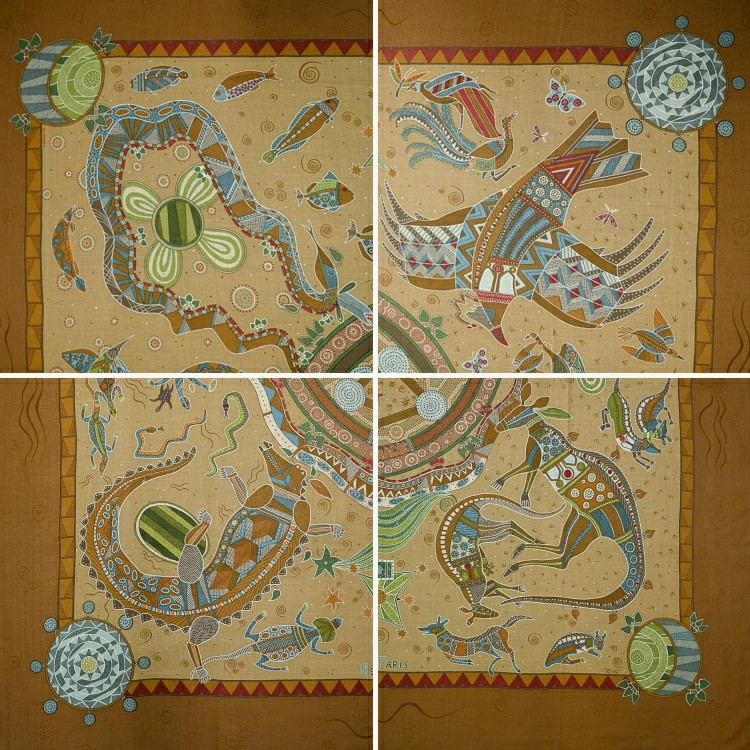 Hermes Carrege en Carre 140 REVE D AUSTRALIE Australian Dream Cassisil La thumbnail 3