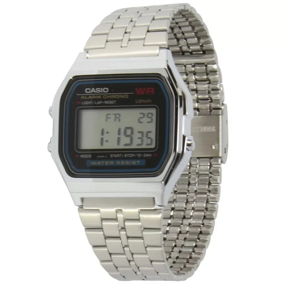 Casio A159WA-N1 A159W A159 Reloj Digital Plateado Vintage Hombres Mujeres Relojes Nuevo Foto 3 de 4