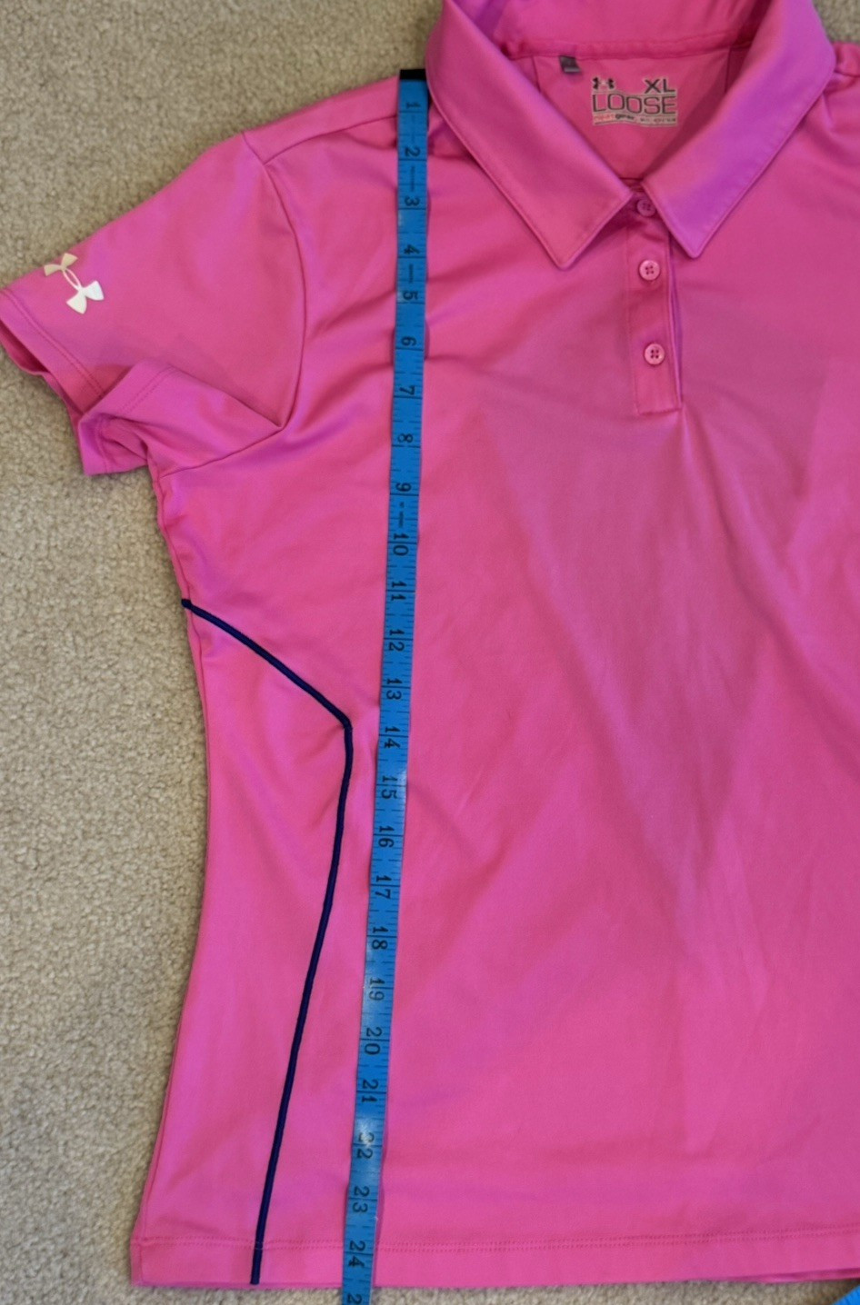Under Armour Women’s HeatGear Pink Polo Loose Fit Golf Shirt Vented Back XL thumbnail 8
