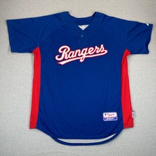 Texas Rangers Majestic Baseball Jersey Men Large Blue Cool Base Pullover MLB #10