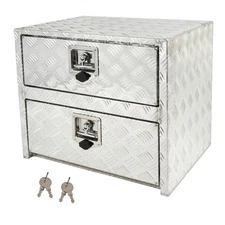 Aluminum 24"X18"X20" Underbody Truck Tool Box w/Drop Door & Drawer For Storage