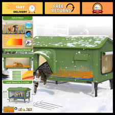 32" Outdoor Heated Cat House for Feral Cats with Escape Door - XL Size