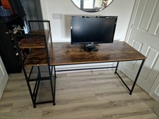 Desk, 160x60cm Computer Desk with Bookshelf, 110cm Height Study Computer Laptop