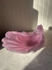 Vintage 1960s Murano Glass 12.5” Shell Centerpiece Console Bowl Opalescent Pink