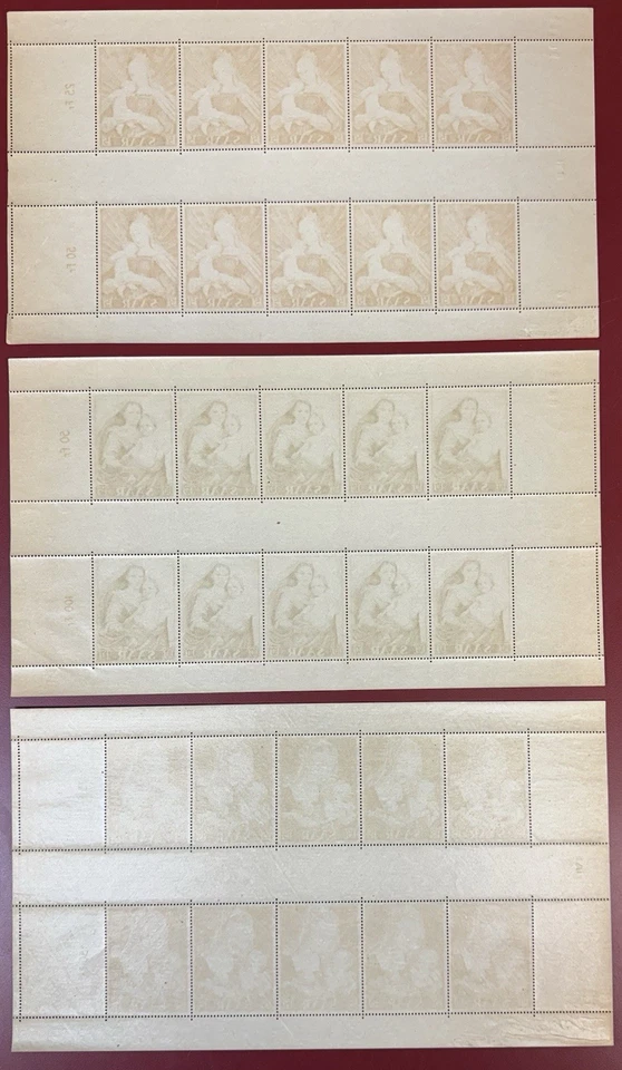 Saar, 1954, Scott #250-252  Sheets of 10, Complete Set, Mint, Never Hinged - Image 2 of 2