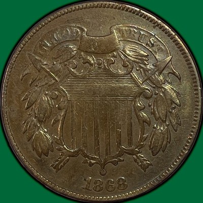 1868 Two Cent Piece Choice Very Fine VF+ Coin #44000