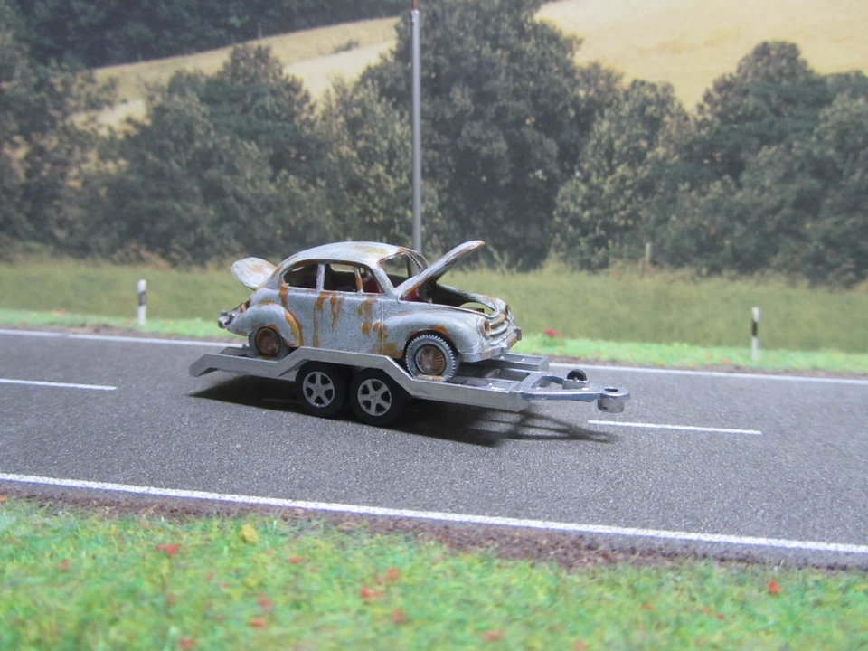 1:87 DKW F89 Oldtimer Scheunenfund Trailer Alufelgen Patina Türen Offen UNIKAT - Bild 3 von 4