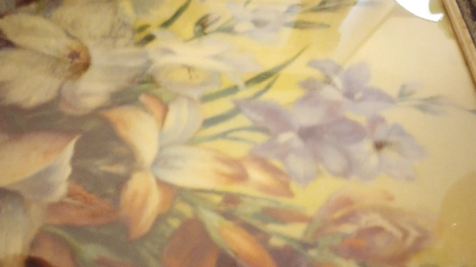 Vintage Floral Still Life Framed Wall Hanging  Gustave Wiegand  22x30 MCM RARE - Image 3 of 4