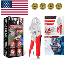 Locking Pliers Wire Cutters Heavy Duty - 8 Inch Clamp Plier Welding Plumping ...