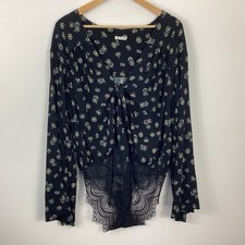 Intimately Free People Forties Feeling Black Daisy Bodysuit Lace Bottom Size L