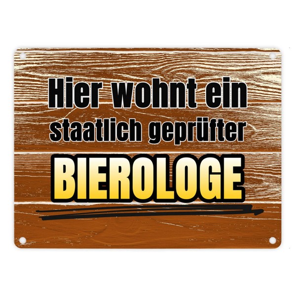 Hier Wohnt Ein Staatlich GeprüFter Bierologe Metallschild In 15X20 Cm Mit-image