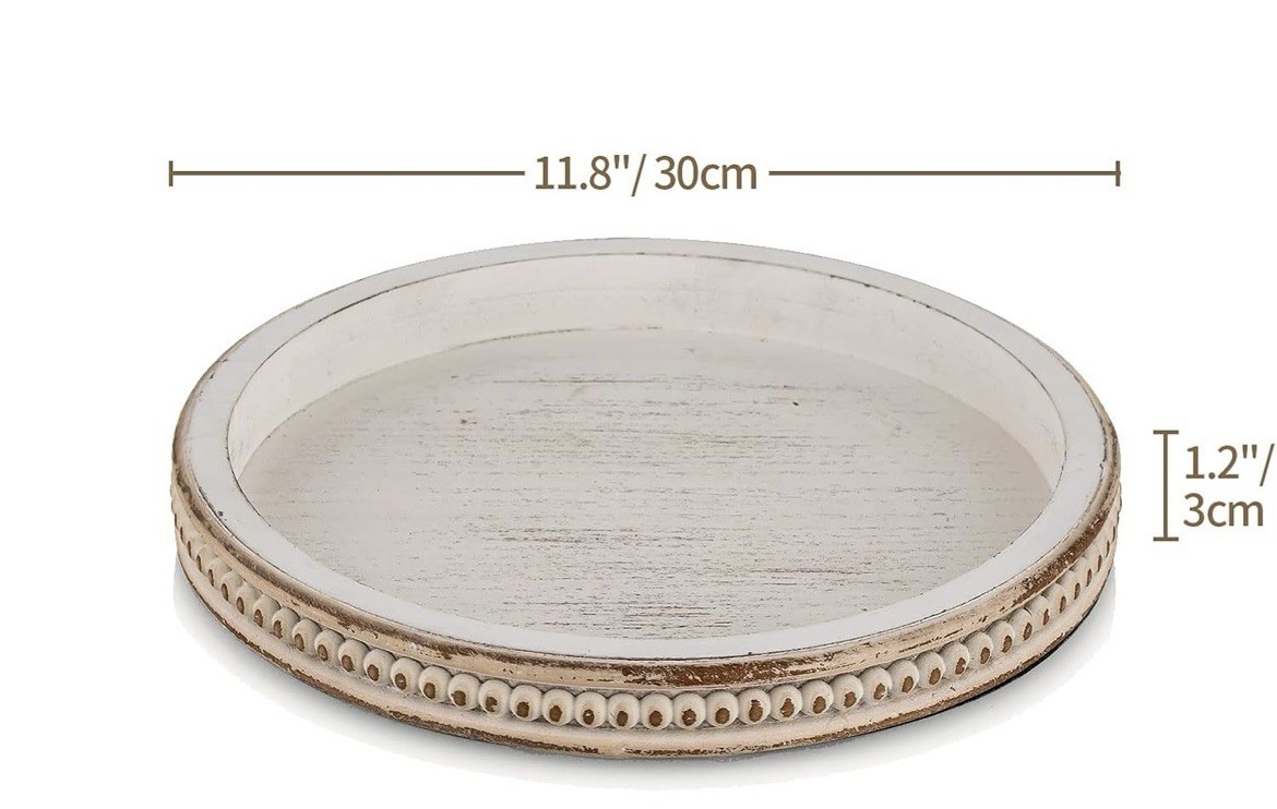 Round  Coffee Table  White  Wash Wood Decor