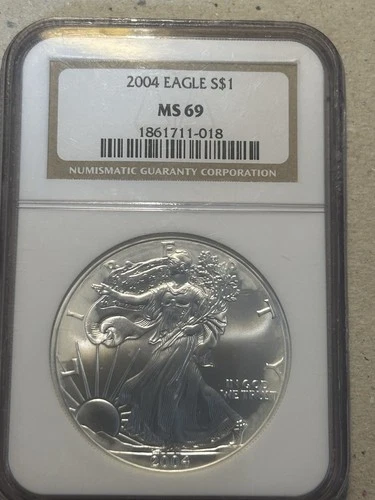 2004 American Silver Eagle 1 Ounce .999 Fine Silver NGC MS 69