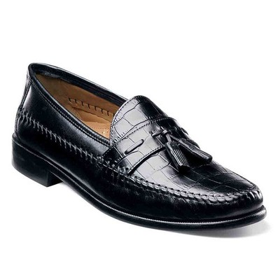 Flörsheim Pisa Schwarz Kroko Aufdruck Leder Moc Zehen Quasten Slipper (USA Gr. )