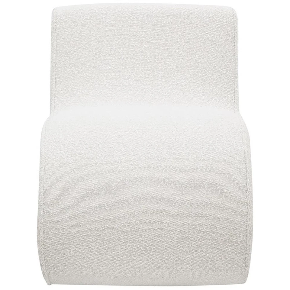 Silla Coaster Ronea tapizada de tela sin brazos curvada en crema Foto 3 de 4