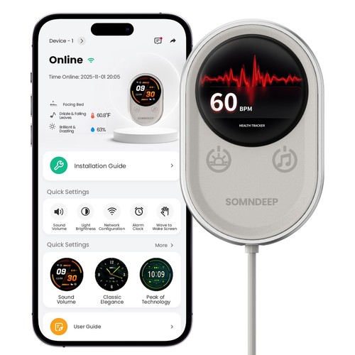 SOMNDEEP Smart Non-Contact Health Monitor | Precise Data + Medication Tracking