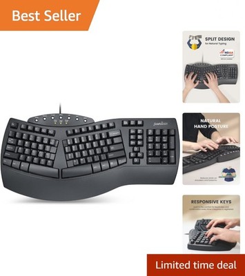 PERIBOARD-512B Ergonomic Keyboard - Tactile Feedback & Curved Design for Comfort