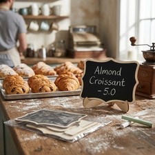 10Pcs Tabletop Mini Chalkboard Labels Wooden Signs with Support Stands