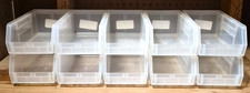 10 BOXES Small Clear Plastic Stackable Storage Bins Boxes L7.5" x H3" x W4"