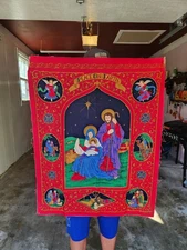 "Peace on Earth" Manger Scene Wall Fabric Panel 