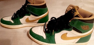 Nike Air Jordan 1 Retro High Top Sneaker Grün/Weiß/Beige/Gold EU 42 Herren