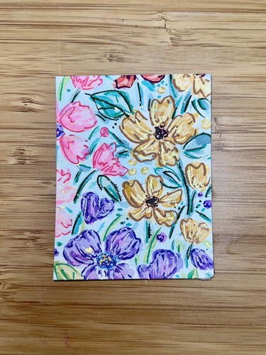 ACEO OOAK Watercolor/Acrylic Original Art Card, Wildflower Whimsy Collection #18