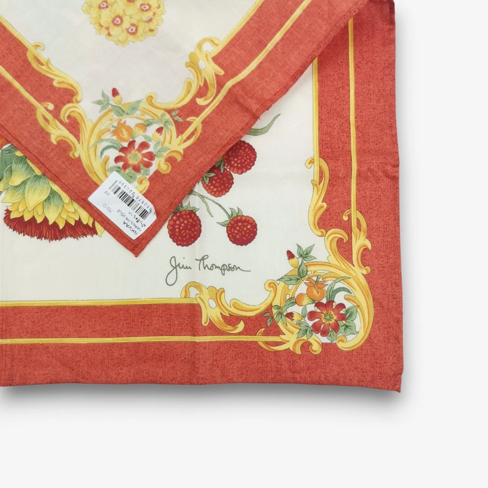 Pañuelo Jim Thompson Vintage Años 90 Pañuelo Floral y Fruta Cuadrado Bufanda Foto 2 de 4