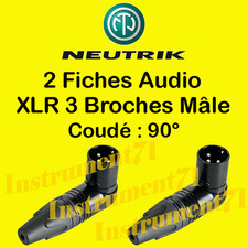 2 FICHES NEUTRIK XLR MALE 3 Broches Coudé 90° NEUTRIK COULEUR NOIR NC3MRXBAG
