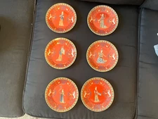 PHILIPPE DESHOULIERES La Dame a la Licorne Dessert Plates, 6" Limoges, France