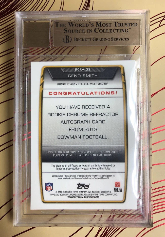 GENO SMITH RC AUTO 2013 Bowman Chrome Rookie Autograph 05/10 Xfract BGS 9.5 / 10 - Image 4 of 4