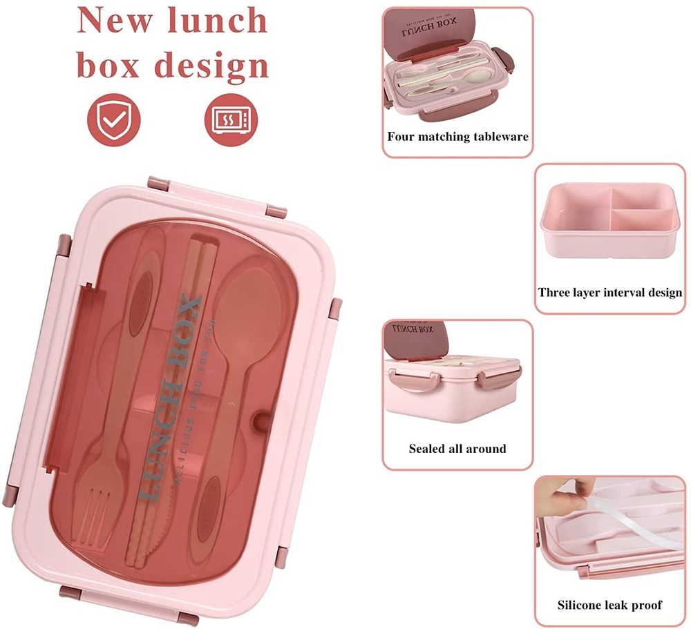 1200ML Bento Lunch Box for Adults & Kids with 4-Piece Utensil Set