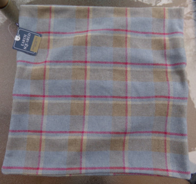 NWT Wool Pillow Case Sham Plaid Soft Red Gray Blue Earth Squared 15 1/2''