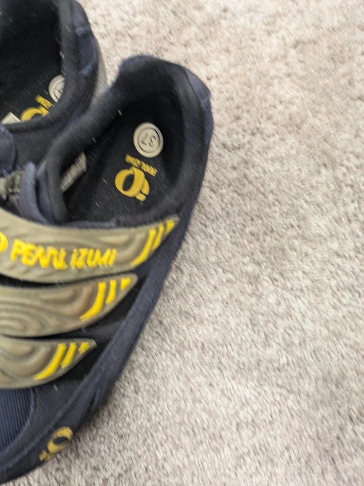 Женские велосипедные туфли pearl izumi 38 размер США 7 замшевые синие серые желтые для горного велосипеда - Изображение 4 из 4