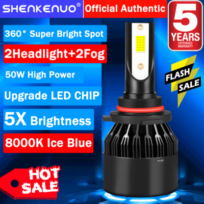 For GMC Acadia 2013-2019 - LED Headlight High Low Beam + Fog Light Bulbs 4X C9L