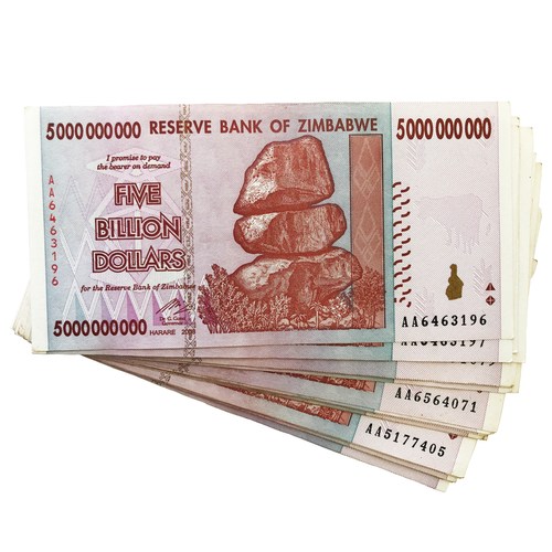 Zimbabwe One 5 Billion Dollar Bill Banknote Paper Money World Currency