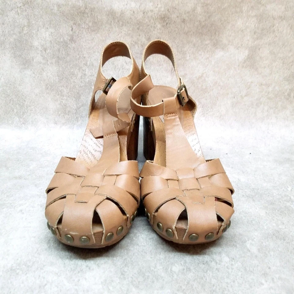 Charlotte Russe Mujer Freeda Talla 8 Tostado Sin Cordones Correa en T Cordón Tacón Bloque Foto 2 de 4