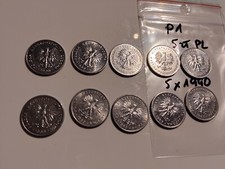 POLAND set of 10 x 5 zlotys 1989 and 1990 - original coins