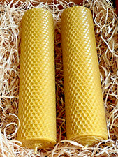 💥SALE💥2 x HAND ROLLED BEESWAX Pillar Candles ~ eco-friendly 20 x 5cm non-toxic