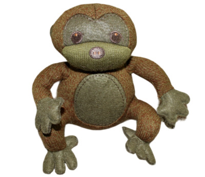 Starbucks Coffee Summer Monkey Knit Plush Stuffed Animal Toy Brown Green 2009