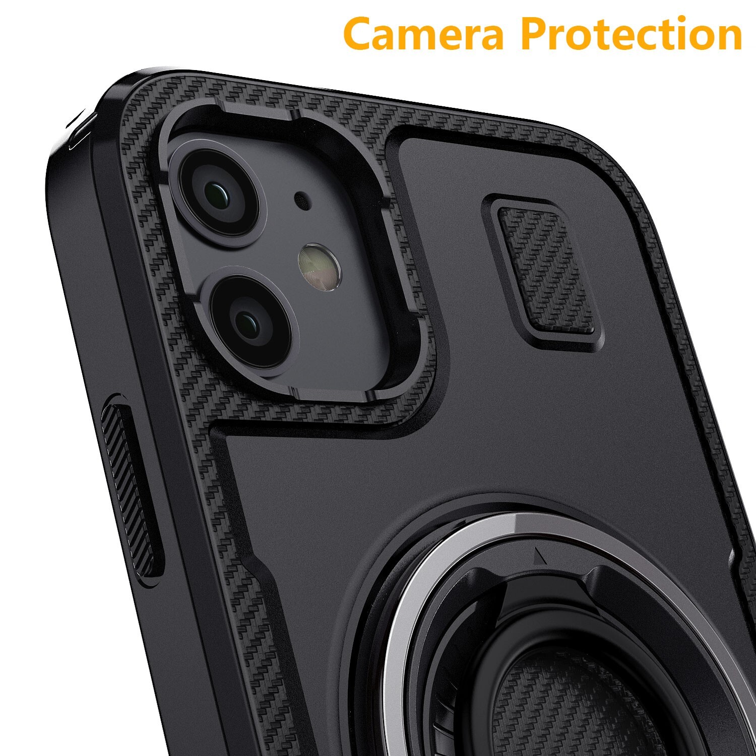 For Apple iPhone 12/12 Pro/12 Pro Max Shockproof Thin Slim Ring Stand Case Cover