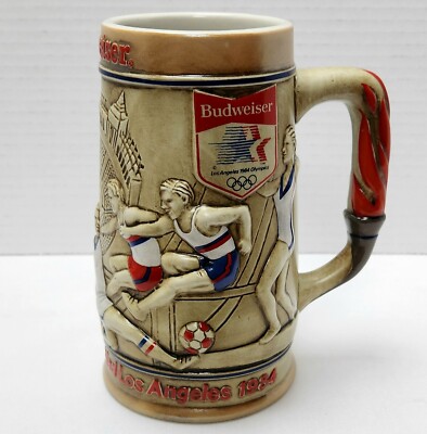 Vintage Budweiser Stein Beer Mug 1984 Olympic Los Angeles Ceramarte Brazil