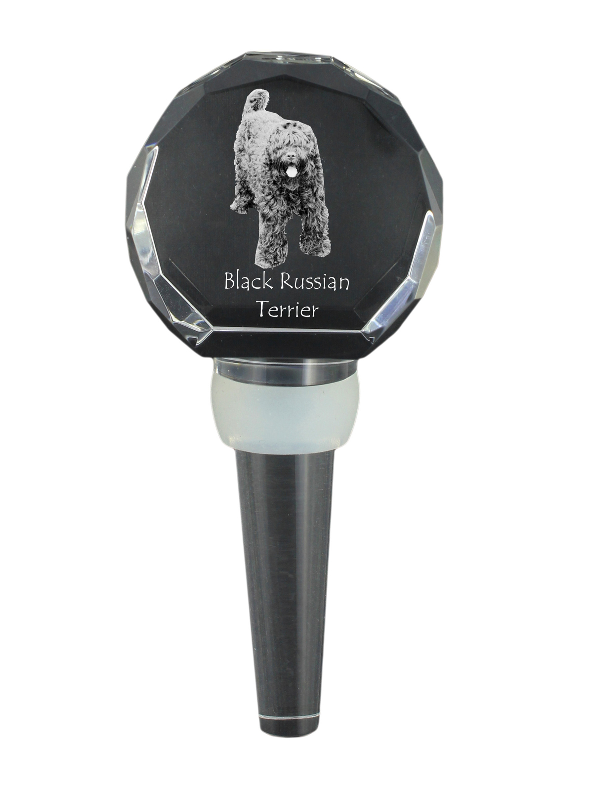 Black Russian Terrier, Chornyi Terrier - Crystal bottle stopper, unique wine sto