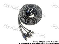 Sky High Car Audio 4 Channel Twisted 12 ft RCA Cables Coated 12' OFC Four