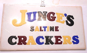 Original Store Cardboard Sign Junge's Saltine Crackers c1930's UNCOMMON SEE!