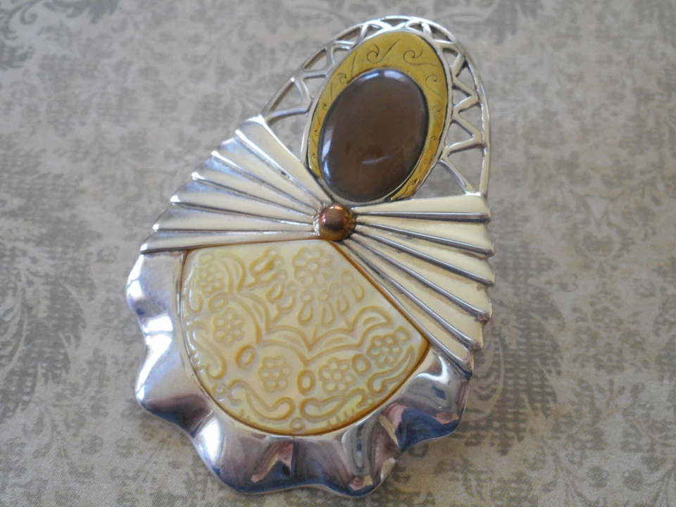 Кулон Carolyn Pollack из чистой латуни с гравировкой желтый усилитель швабры RE50R9R - Изображение 2 из 4