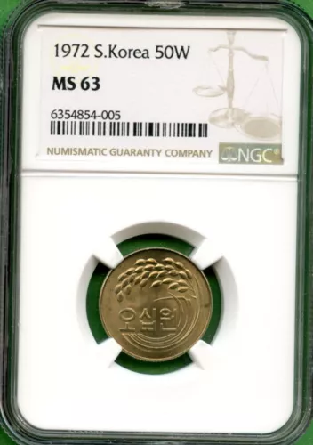 KOREA  1972  50 WON  NGC MS 63  COPPER-NICKEL