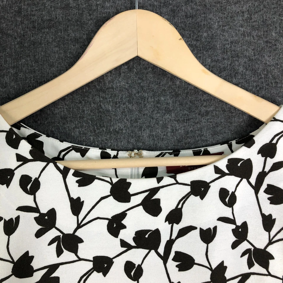 Max Mara Studio 女式特大号棕色象牙色花卉短袖弹力 — 第 3/4 张图片