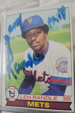 LEN LENNY RANDLE autograph baseball card 1979 Topps #454 auto NY Mets signed